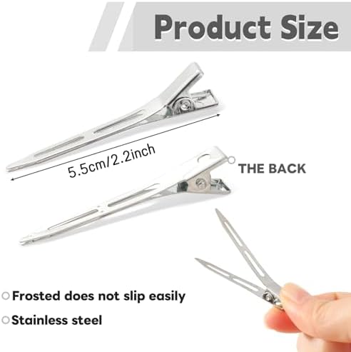 choicbaby 40pcs Silver Hair Clips Metal Duckbill Clip 2.2 Inch Duck Clips for Hair Single Prong Curl Hairpins With Holes Duckbill Hair Accessories for Women Hair Styling Clips - Image 3