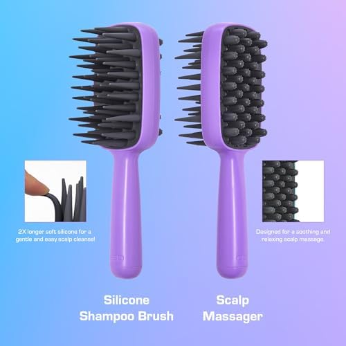 Red by Kiss Scalp Master 2-in-1 Silicone Scrubber & Shampoo Brush, Soft Long Bristles for Exfoliating Scalp, Boosting Circulation & Removing Build-Up (Purple) - Image 5