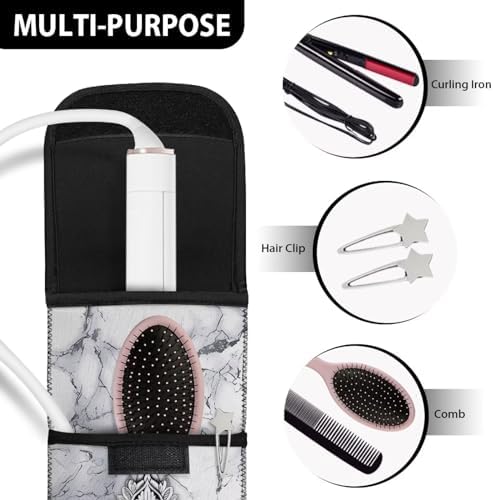 ZOUTAIRONG Cross Marble Curling Iron Holder Heat Resistant Flat Iron Travel Case Curling Iron Travel case, Water-Resistant Curling Wand Travel Cover Case Pouch Women's Storage Bag - Image 6