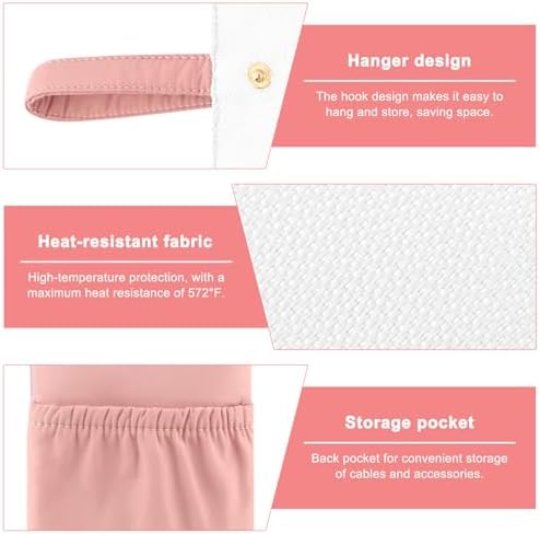 2-in-1 Heat-Resistant Hot Tool Travel Bag & Mat, Hanging Storage Pouch for Curling Iron, Flat Iron, Hair Straightener and Styling Tools (Pink) - Image 3