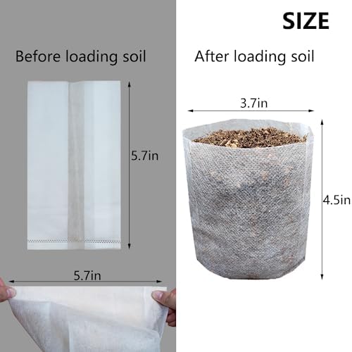 Belit Nursery Growing Bags, 200 Pcs Fabric Seedling Pots Non-Woven Pouch for Gardening Seed Plant Bag, Potato, Flower, Tomato Plant Starts (5.7" x 5.7 ") - Image 4