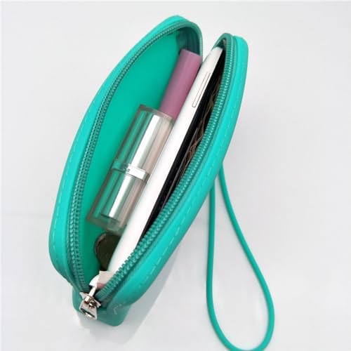 Silicone Small Makeup Bag Pouch for Purse, Travel Toiletry Bag Cute Portable Cosmetic Bag Waterproof Makeup Storage Bag Mini Zipper Clutch Makeup Organizer for Makeup, Beauty Tools (Small Green) - Image 3