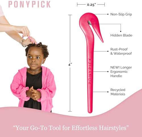 PONY PICK Elastic Hair Tie Cutter (3 Picks & 50 Clear Elastics) - Image 5