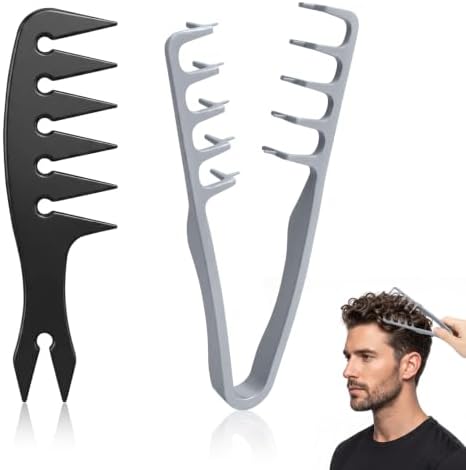 Texture Comb Volumizing Root Lifter Wide Tooth Hair Comb 2 Pack by Dladhict