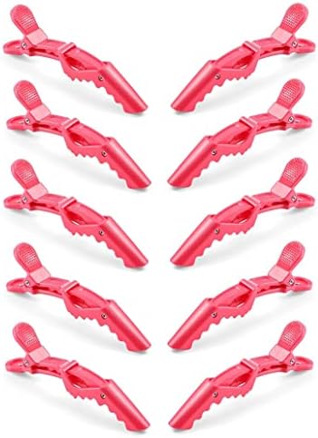 10pcs/set Croc Clips Transparent Plastic Hairdresser Clip Hair Styling Sectioning Barrettes Professional Non Slip Alligator Clip Salon DIY Accessories(10pcs-Watermelon Red) - Image 4