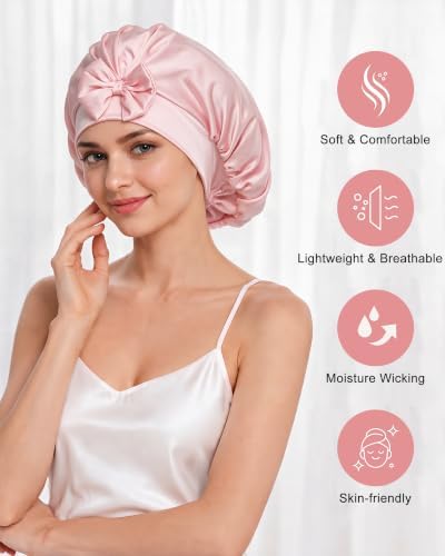 AWAYTR Satin Bonnet for Sleeping, Adjustable Bow Sleep Cap for Women - Image 5