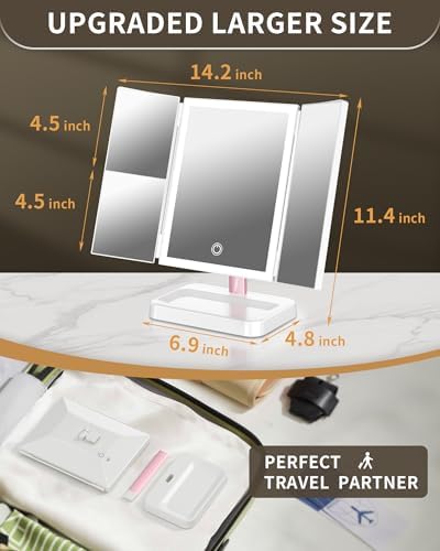 BERTHALESS Peacock Print Tabletop Rechargeable Lighted Vanity Mirror - Image 4