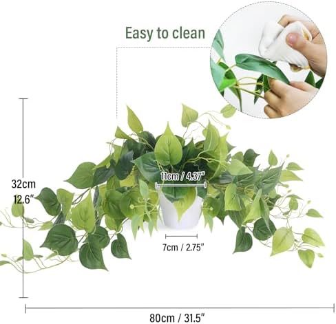 Tiita Artificial Pothos Plant in Pot, 1 Pack for Desk and Shelf Decor - Image 2