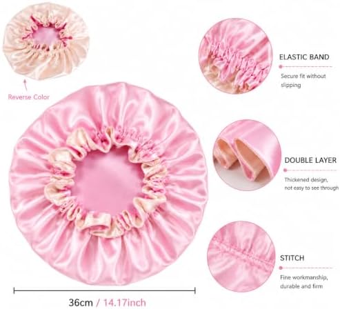 Double‑Sided Satin Sleep Bonnet, Large Ruffled Edge Reversible Silk‑Like Hair Bonnet Night Hair Cap for Women - Image 3