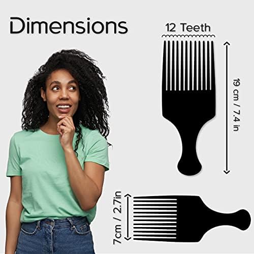 Boorika Afro Hair Pick Comb for Women & Men, 7.5 In Smooth Sturdy Wide Tooth for Detangling & Styling - Pack of 2 - Image 6