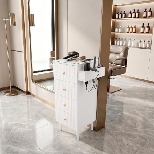 Hair Stylist Beauty Barber Station, Salon Station, White, Gold - Image 7
