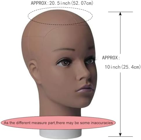 HAIRWAY Mannequin Head Female Mannequin Head Stand Cosmetology Mannequin Head for Wigs Manikin Doll Mannequin Head for Wigs Making and Display with Free T-pins (Brown, 20.5inch) - Image 3