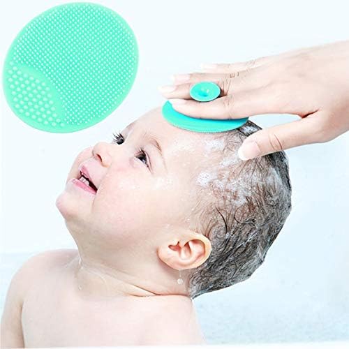 Baby Bath Brush, Baby Cradle Cap Brush, Silicone Massage Brush, Silicone Scrubbers Exfoliator Brush, Baby Skin Scrubbers for Dry Skin and Cradle Cap (Large-Blue & Green) - Image 5