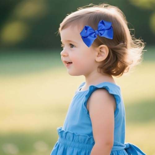 baotongle 11pcs Royal Blue School Hair Accessories Set Uniform Hair Bow Headband Clips Hair Ties Curly Bows for Little Toddler School Girls (Royal Blue) - Image 4