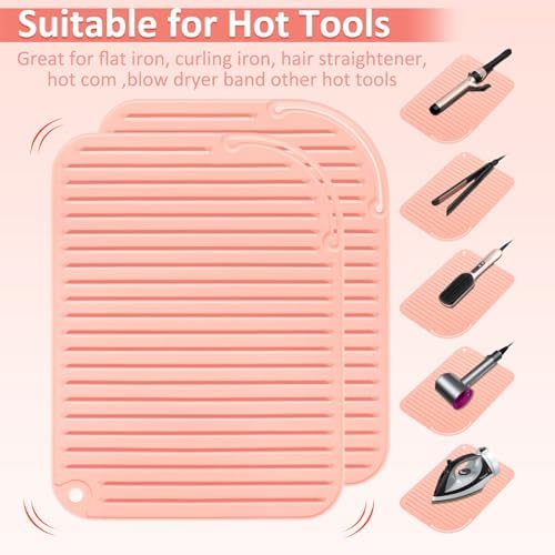 2 Pack Heat Resistant Mat Large Silicone Hot Hair Tools Holder for Curling Irons Flat Iron Hair Styling Tools Mat Portable Vanity Pad - Image 2