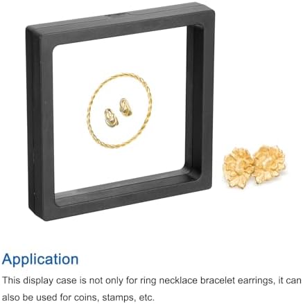 MECCANIXITY Floating Frame Display Holder Stand 3D Jewelry Display Box 4.33 x 4.33 x 0.79 Inch Black for Ring Necklace Bracelet Earring Pack of 2 - Image 5