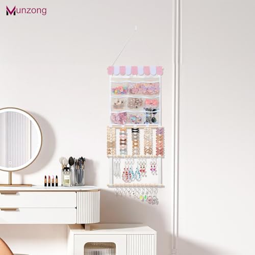 Munzong Headband Holder, Hair Accessories Organizer Pinkish White 15x33Inch - Image 2