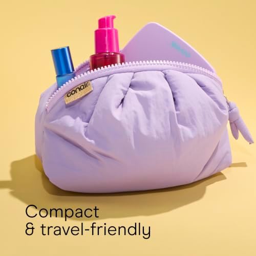 Conair Hair Accessories Kit for Women, Hair Clips, Hair Ties & Detangler Brush Set, No-Damage Styling Essentials for Travel & On-the-Go with Lighted Mirror & Puffer Bag, Purple - Image 7