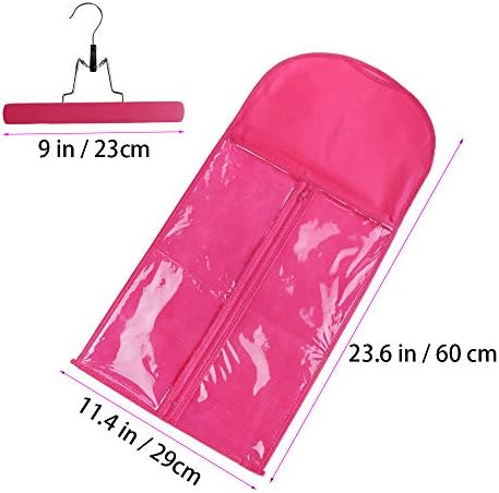 1 Pack Hair Extension Hanger with Storage Bag Wig Holder Storage Bag Bundles Hairpieces Ponytail Wig Carrier Case with Hanger for Store Style Hair Travel Pink Color - Image 3