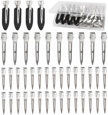Hair Clips for Women Styling, 44Pcs Metal Duck Billed Pin Curl Clips, Hair Pins, Salon, Makeup, Hair Dyeing, Silver & Black by Dgeclr