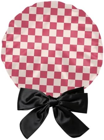 Satin Hair Bonnet Silk Bonnet for Sleeping Double Layer Elastic Tie Band Adjustable Reusable Hair Cap Cute Women Girls by BHAHB