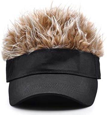 Funny Hats with Fake Hair Frosted Tips Wig Visor Cap for Men Women by dsdistinctivestyle