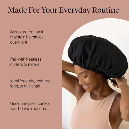Kitsch XL Satin Bonnet for Sleeping - Black - Image 6