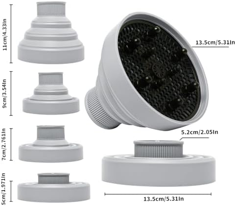 Universal Collapsible Hair Dryer Diffuser Attachment-Foldable Portable Travel and Easy Storage Fit Most Hair Dryers with Nozzle Diameter D-1.575Inch to 1.968 Inch (4-5cm)- Gray - Image 3