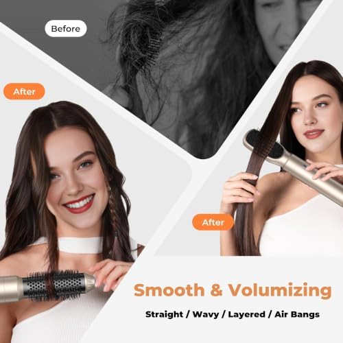 OKWRAP 5-in-1 Hot Air Styler & Blow Dryer Brush Set - 700W Gentle Temperature Hair Multi-Styler with Auto-Wrap Curlers & Round Brush for Fine, Thin, or Damaged Hair, 100-120V US Outlet Only - Image 5