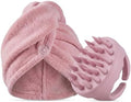 chérie Microfiber Hair Towel Wrap and Scalp Massager Scrubber Set, Pink by ch%C3%A9rie