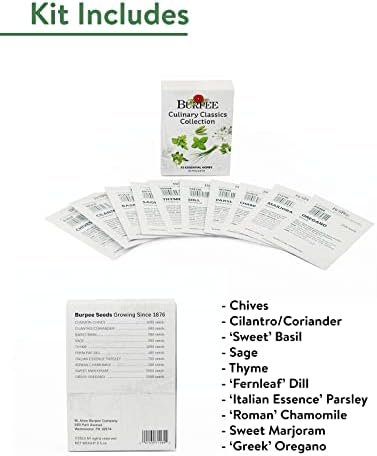 Burpee Culinary Classics Garden Collection 10 Packets of Non-GMO Chives, Cilantro, Basil, Sage, Thyme, Dill, Parsley, Chamomile, Marjoram & Oregano | Kitchen Herb Variety Pack, Seeds for Planting - Image 3