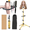 ZQIAN BEAUTY Wig Stand Tripod 50 Inch Metal Wig Mannequin Head Tripod Stand For Hairdressing Training Head Adjustable Wig Tripod Stand with Tool Tray (Golden, Mannequin Head Not Included) by ZQIANBEAUTY