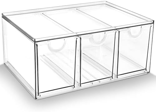 Prsildan Acrylic Makeup Organizer Stackable Storage Drawers with 3 Drawers for Office Desk Vanity Craft Room Clear Drawer Organizers for Hair Accessories Art Supplies Cosmetics Modular System by Prsildan