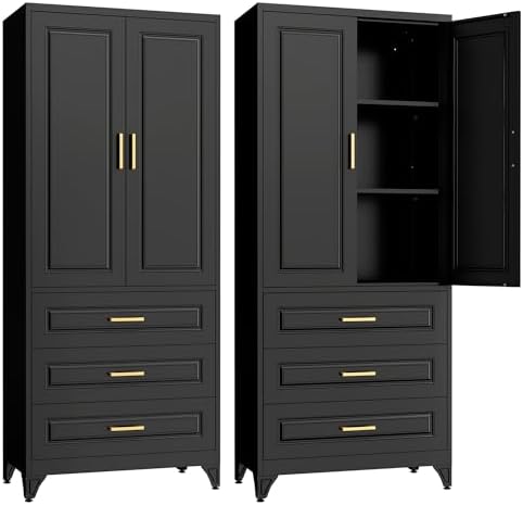 SteeLoong 75" Metal Storage Cabinet with Doors and 2 Adjustable Shelves by Steeloong