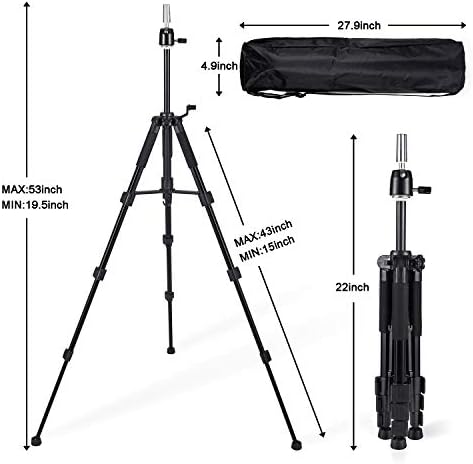 Wig Stand Tripod with Non-Slip Base Adjustable Mannequin Head Stand with Hook Heavy Duty Manikin Head Tripod (Pack of 12) - Image 3