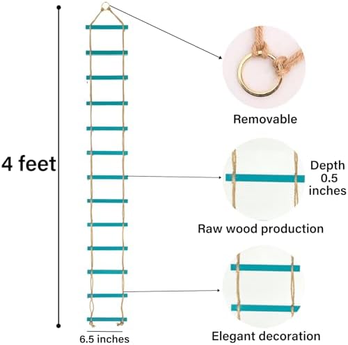 Blue Plant Ladder Indoor Plants Hanging Wooden Trellis for Vine - Image 2
