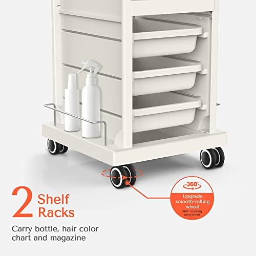 TASALON 6-Tray Multipurpose Rolling Salon Storage Cart, White - Image 4