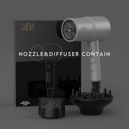 AINA Diffuser Hair Dryer Full-Featured Blow Dryer 110V/1600W(Ash Grey) - Image 5
