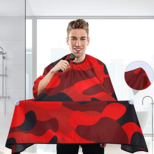 Blueangle Bright Red Camouflage Barber Cape for Men Hair Cutting - Waterproof Salon Hairdressing Cape, 65" x 55" - Image 6