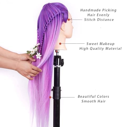 Mannequin Head with Hair 29'' Cosmetology Doll Head for Hair Styling - Image 2