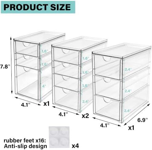 Prsildan Acrylic Desk Organizers with 14 Drawers, Stackable Makeup Storage - Image 3