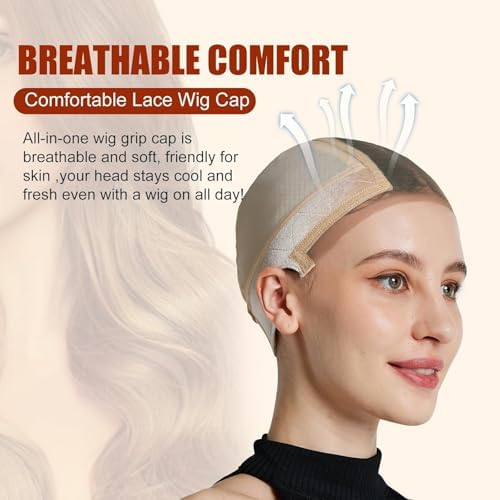 Xiushumyi Lace Wig Cap for Women,Adjustable Wig Grip Cap with Grip Band for Keeping Wigs In Place,Non Slip Caps Make Your Wigs Be Glueless(Nude) - Image 5