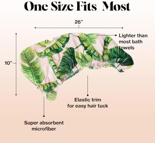 Kitsch Microfiber Hair Towel Wrap for Women - Microfiber Towel, Super Absorbent, Quick Dry, Anti-Frizz - for Long and Short Hairs, Turbans for Women, Hair Wrap - Palm Leaves - Image 4