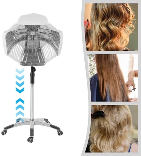 Hair Oil Heater,1800 W 110 V Free-Stand Hair Dryer with Universal Wheels,Perm Processor Stand Hair Dyeing for Hair Care,Dyeing,Oil Treatment (White 2) - Image 2