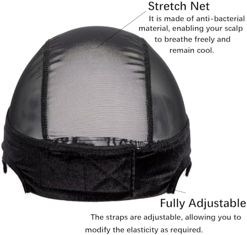 9x6 Wig Caps, Lace Wig Caps for Women, Wig Caps with Grip Band for Keeping Wigs in Place, Black Glueless Wig Grip Cap with Transparent Lace Wig Caps Non-Slip Adjustable Elastic Headband - Image 3