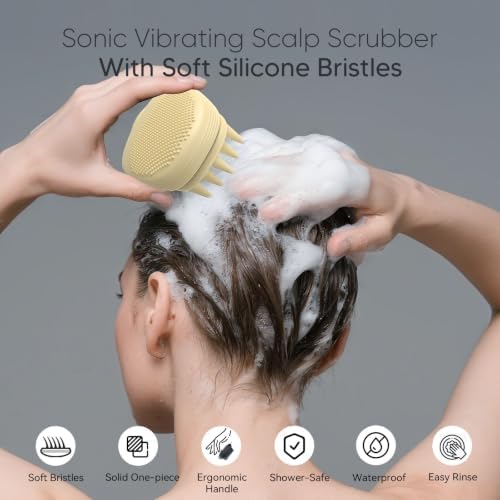 EKZ Vibrating Silicone Scalp Massager Shampoo Brush, Electric Hair Scrubber - Image 2