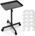 TASALON Rolling Salon Tray, Mobile Styling Station with Wheels Aluminum Rolling Tray Trolley for Salon Essentials, Adjustable Height or Hairstylist Tray with 10 PCS Disposable Salon Tray Cover by TASALON