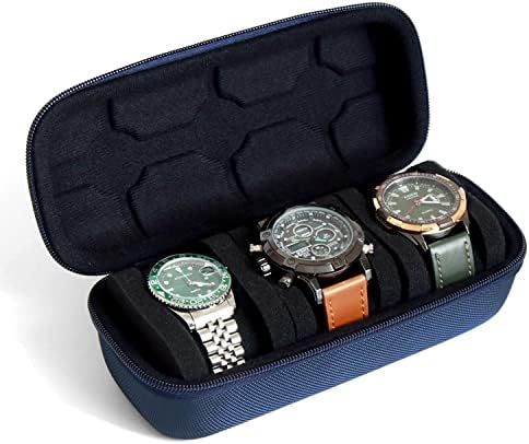 watch box organizer for men or Women 3 watch travel case Portable Storage watch display holder for Wristwatches and Smart Watches up to 61mm by Besforu