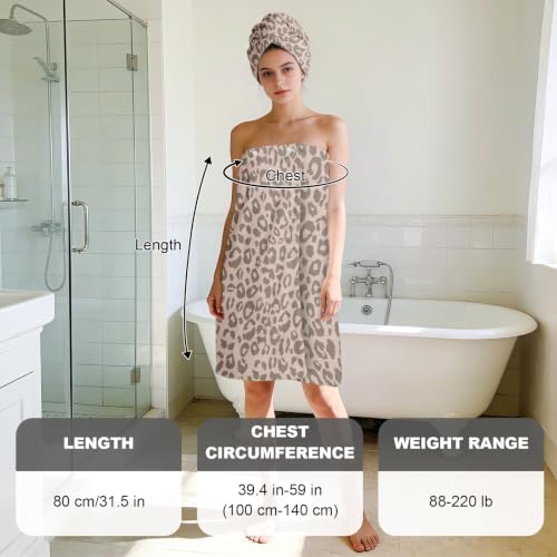 Absorbent Bath Towel Wrap Set (32 X 60 in), Khaki Cheetah Print - Image 2