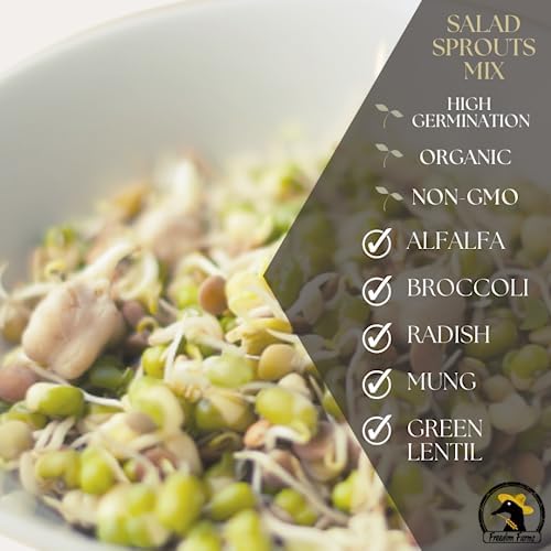 1 lb Salad Style Bean Sprout Starter Seeds - 46 Servings per Bag! - Non-GMO Organic - Sprouting Mix - Includes Alfalfa, Broccoli, Radish, Mung, and Green Lentil - Image 5
